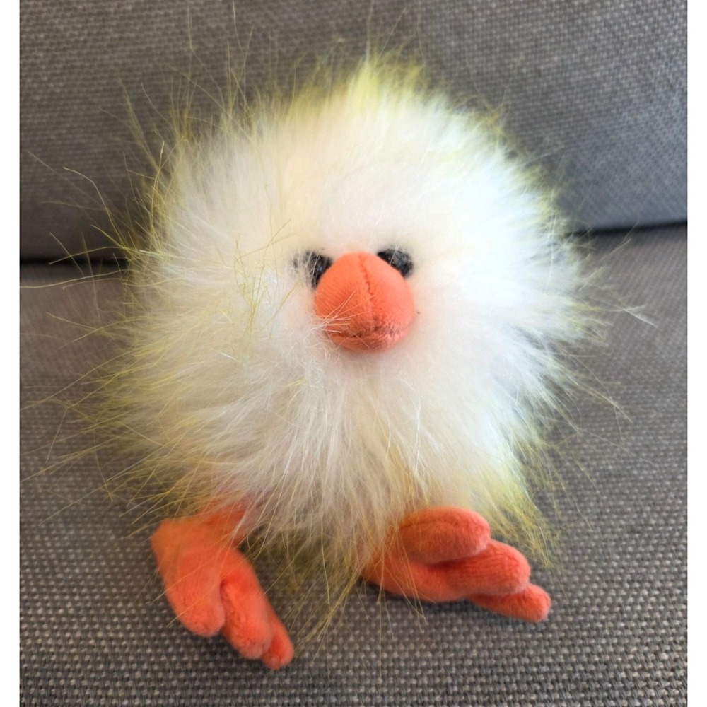 Jellycat Yellow White Crazy Chick Plush Fluffy Pompom Bird Mini 5''